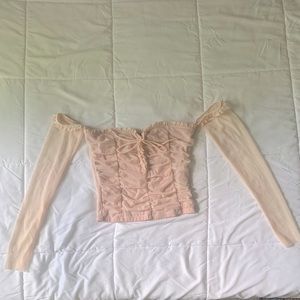Peasant Corset Top Sheer Light Pink